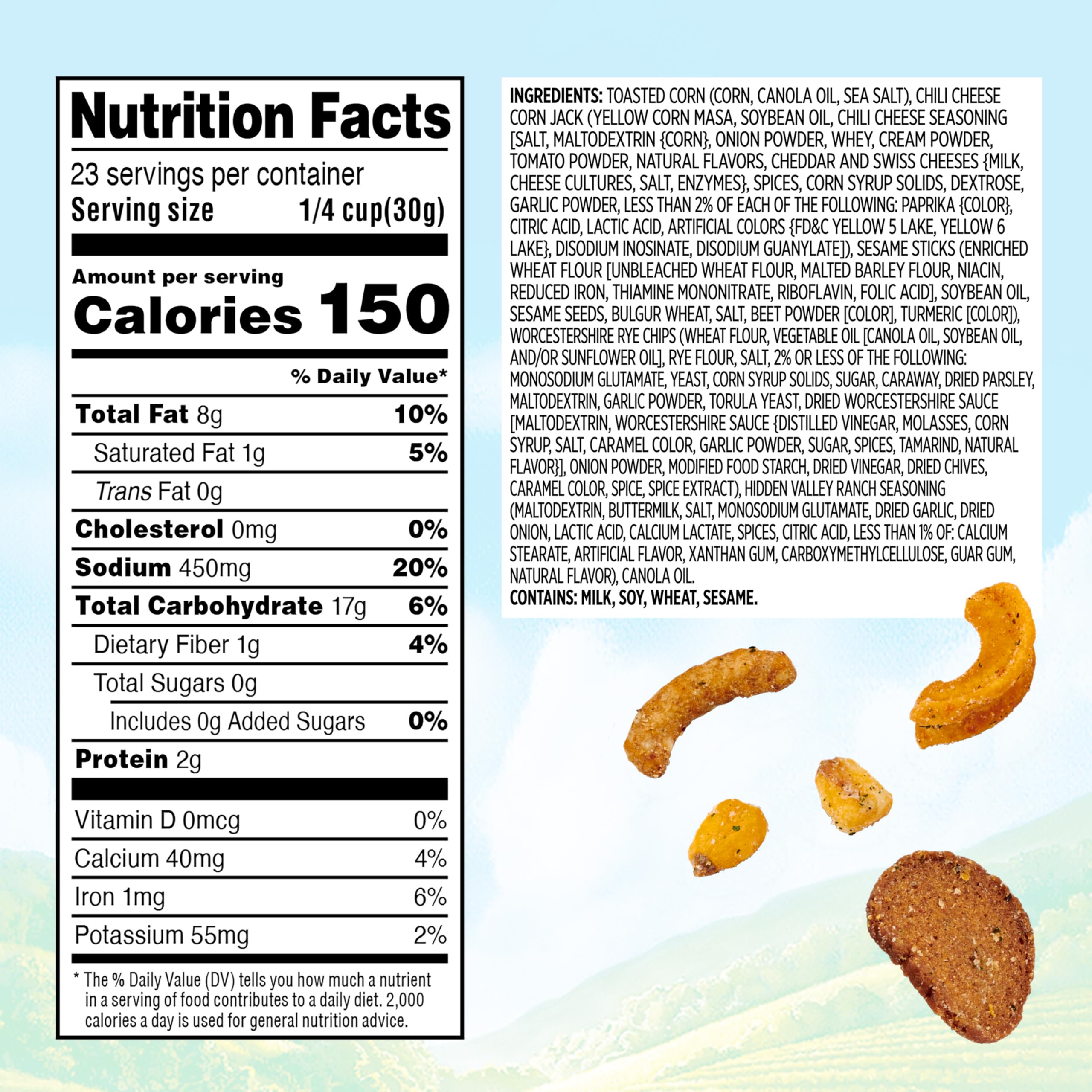 Snak Club Hidden Valley Ranch Crunch Mix with chili cheese corn jacks for a hearty crunch