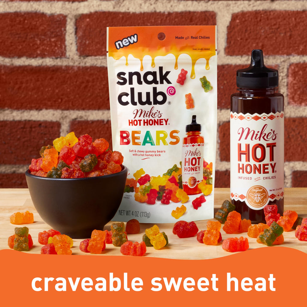 Snak Club packaging of Mike’s Hot Honey Bears showcasing bold flavor.