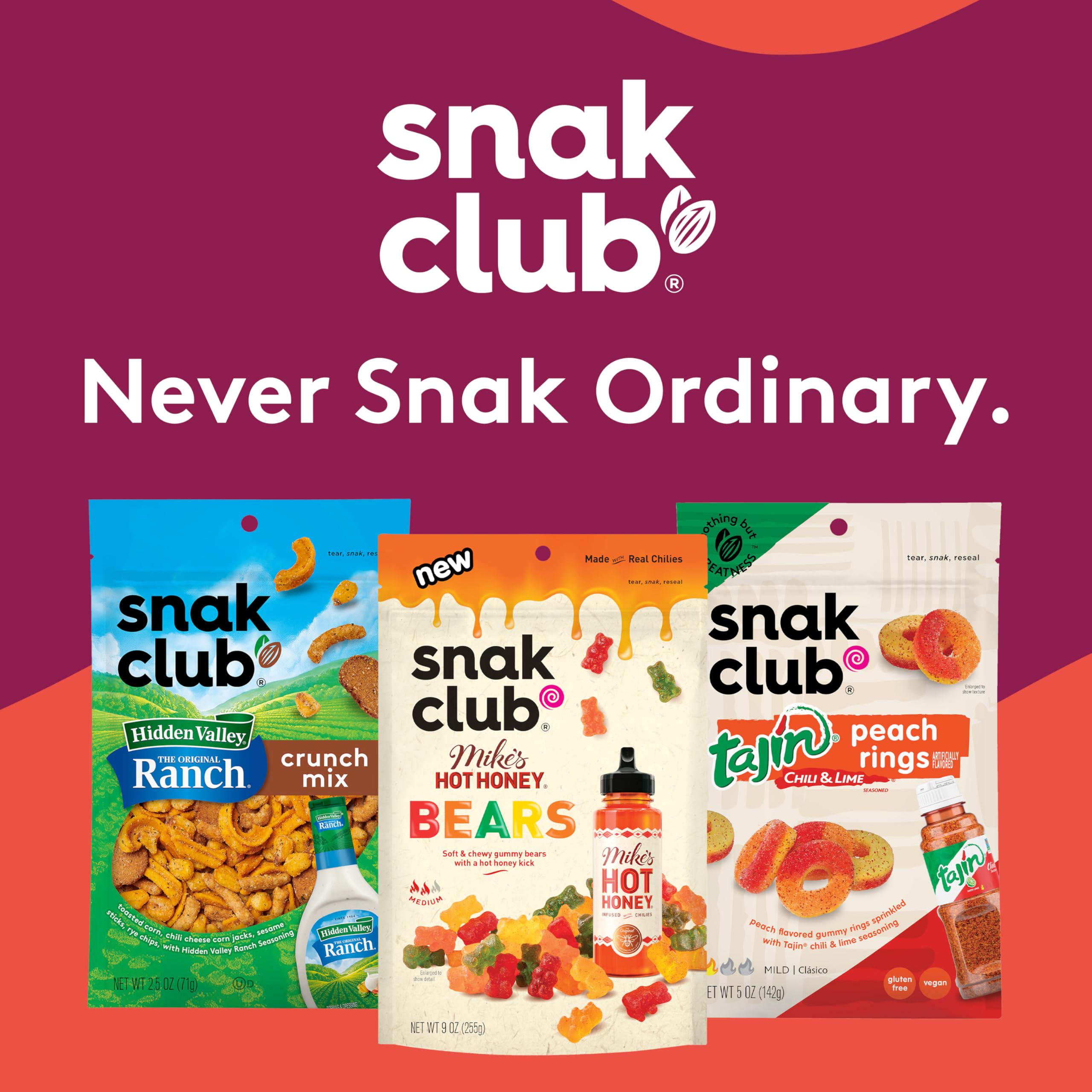 Snack time with Snak Club Mike’s Hot Honey Bears for flavor adventures.