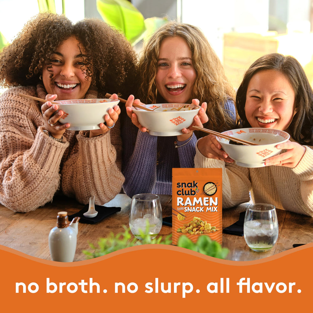 Snak Club ramen snack mix cashews offer rich flavor and a hearty bite.