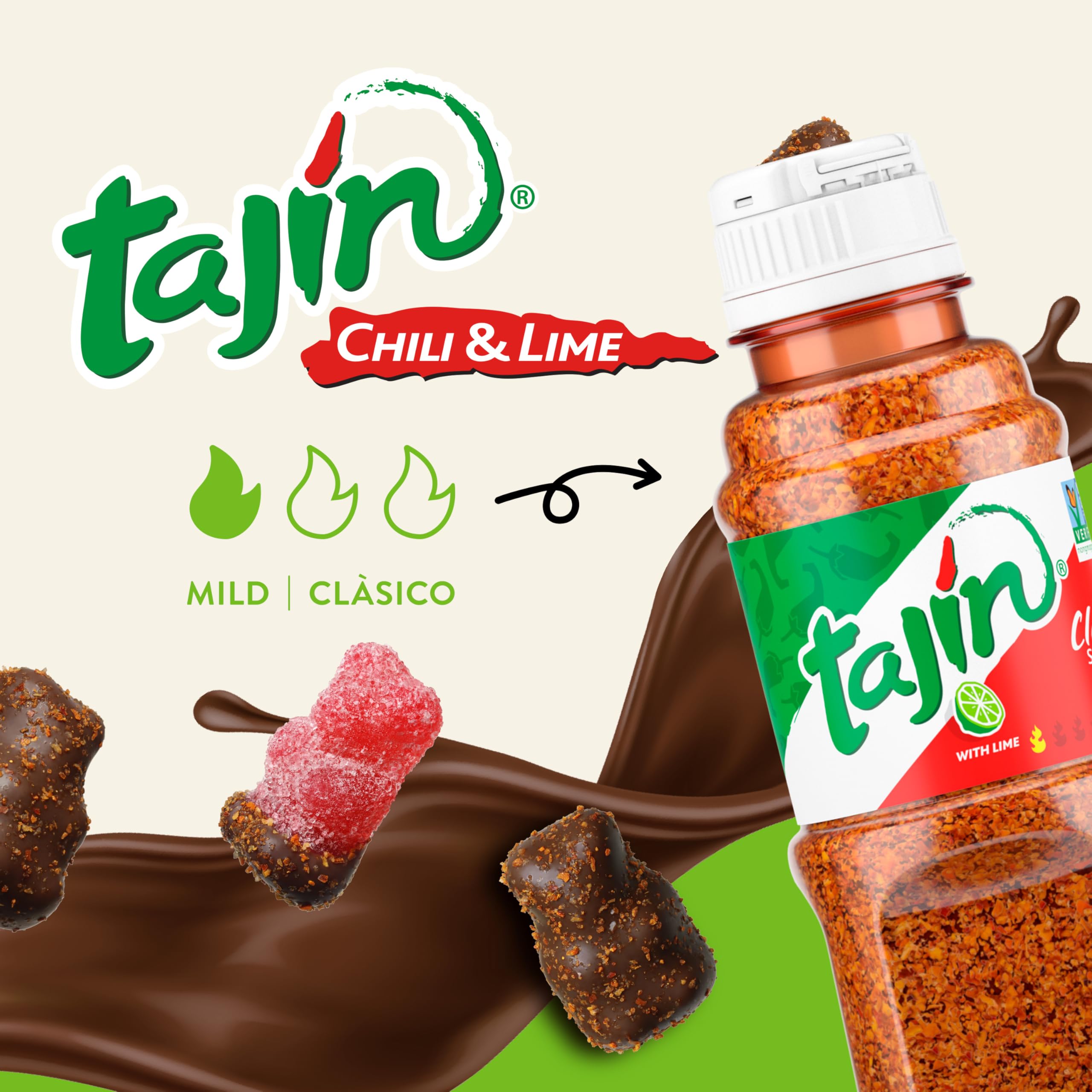 Snak Club Tajín Chocolatey Gummy Bears gluten-free label for gluten-free snack options