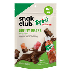 Snak Club Tajín Chocolatey Gummy Bears pack-front view for on-the-go snacking