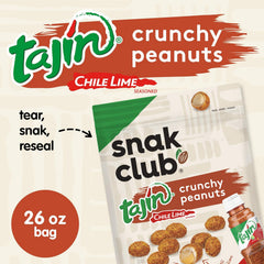 Chili-lime Tajin seasoning visible on Snak Club peanuts.