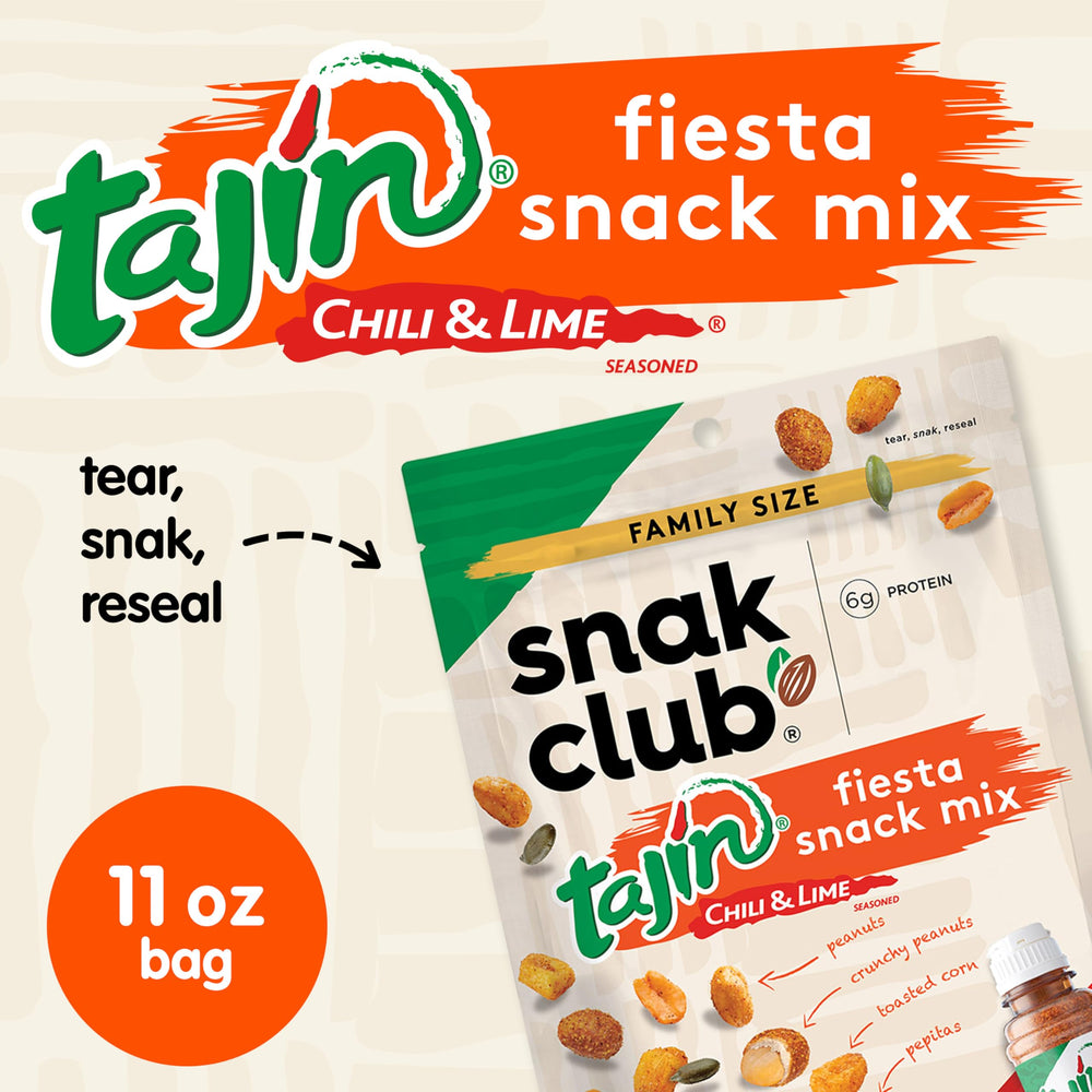 Snak Club Tajin Fiesta pepitas image; nutty seeds with tangy lime elevate snacking.