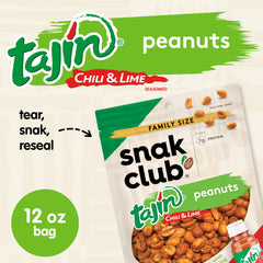 Close-up of Tajin-seasoned peanuts delivering crunchy texture and zest.