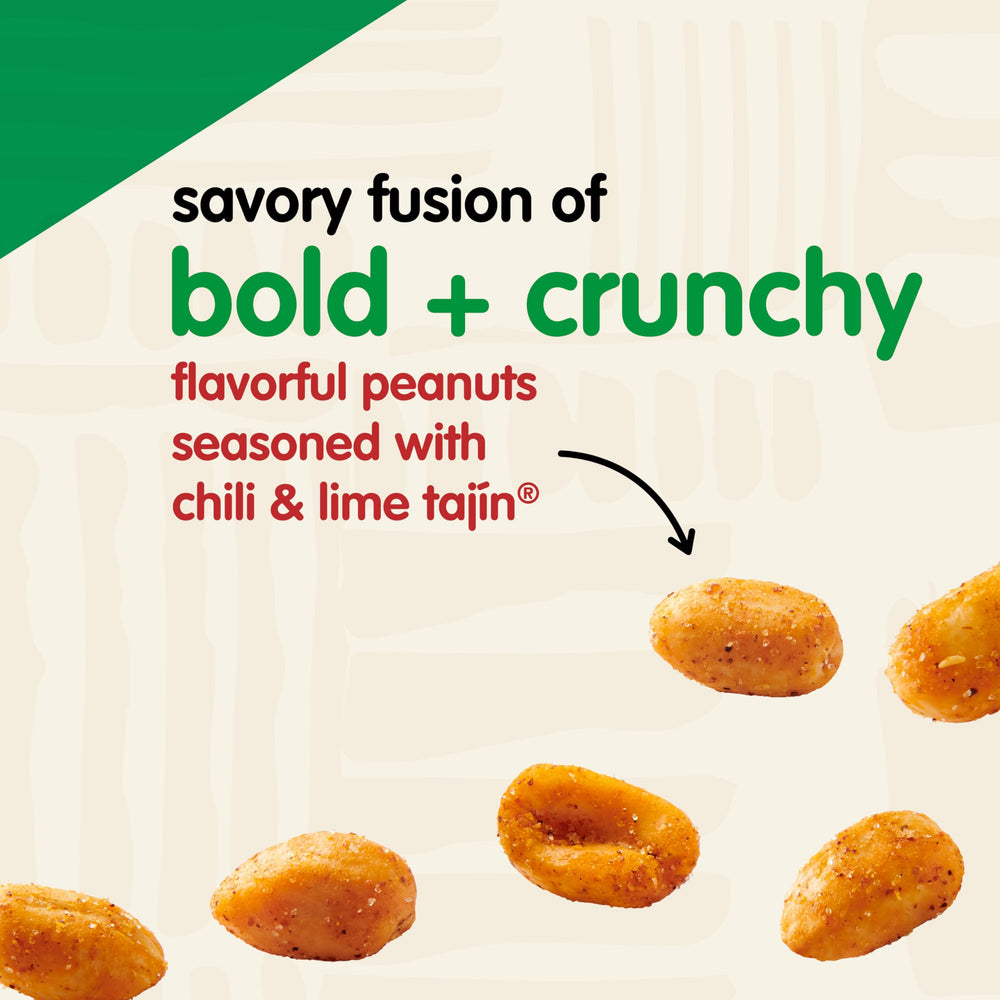 Snak Club Tajin Peanuts crunchy texture and protein-packed bite.