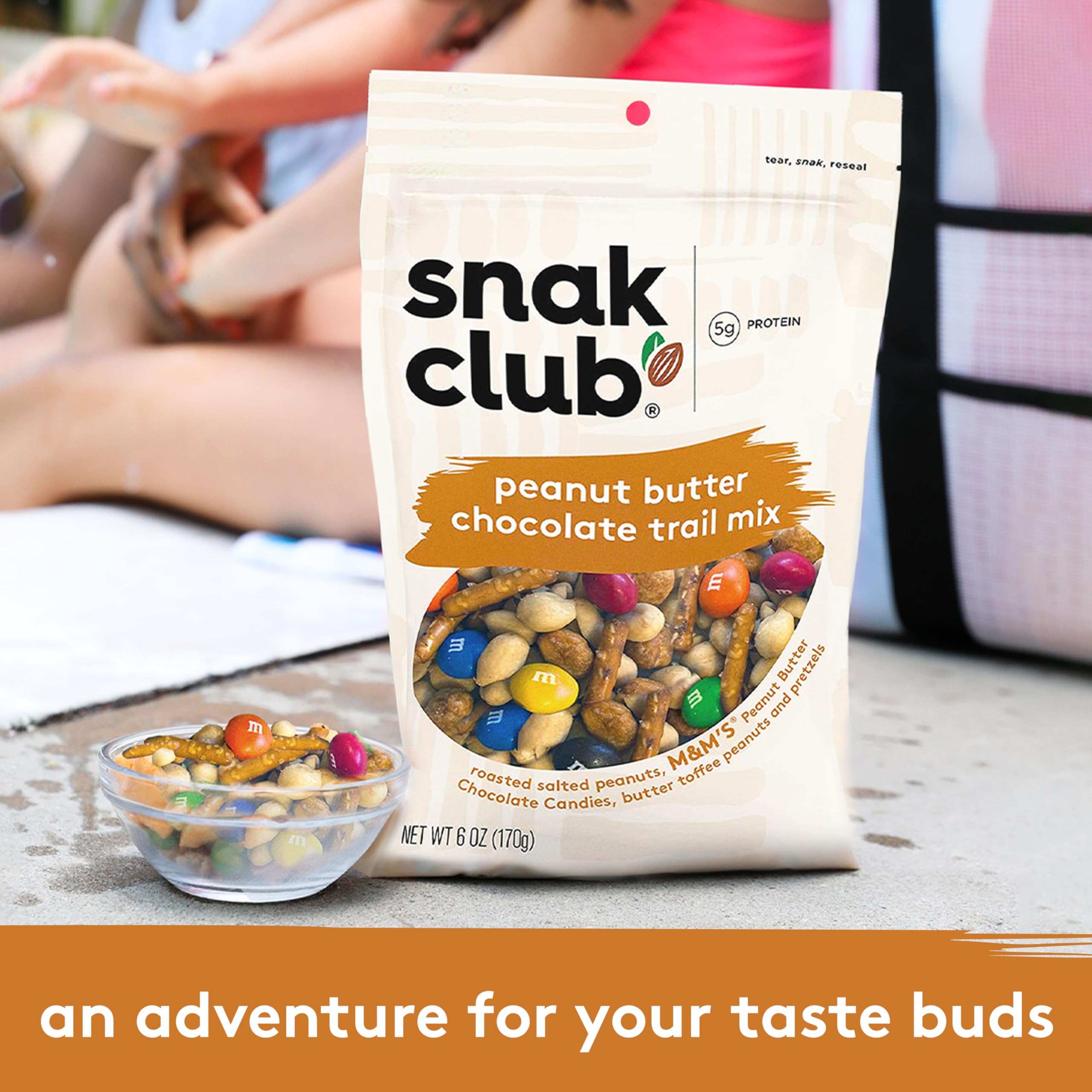Serving plate with Snak Club trail mix, ideal for sharing or lunch snacks