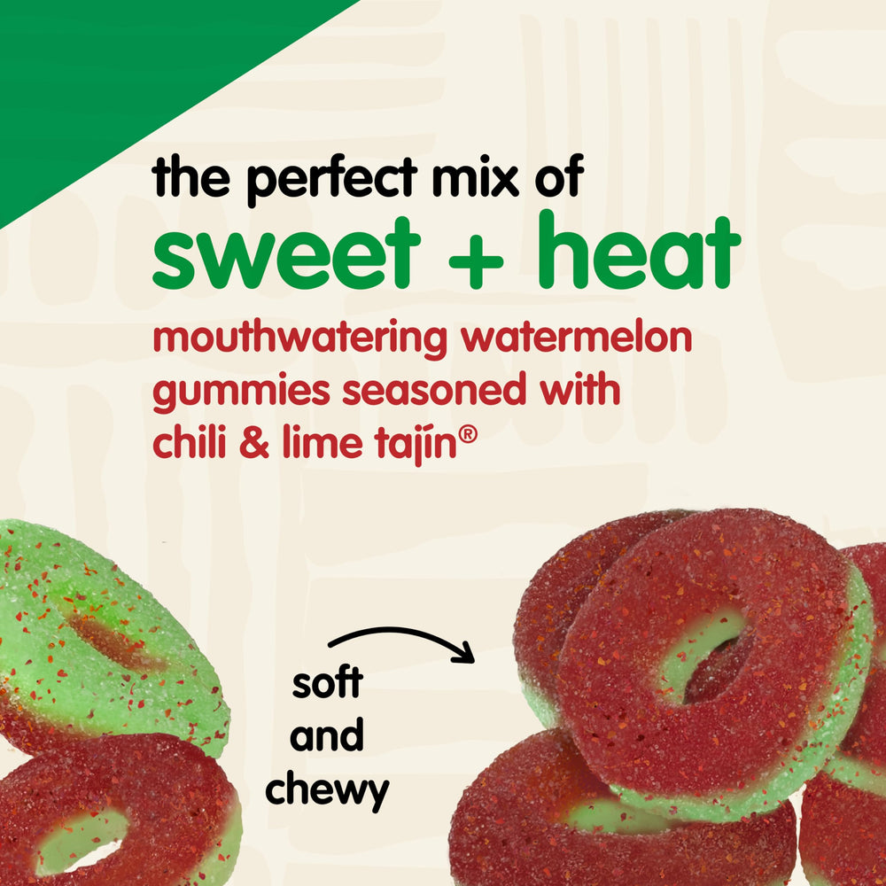 Vibrant watermelon rings that are vegan and gluten-free for dairy-free snacking.