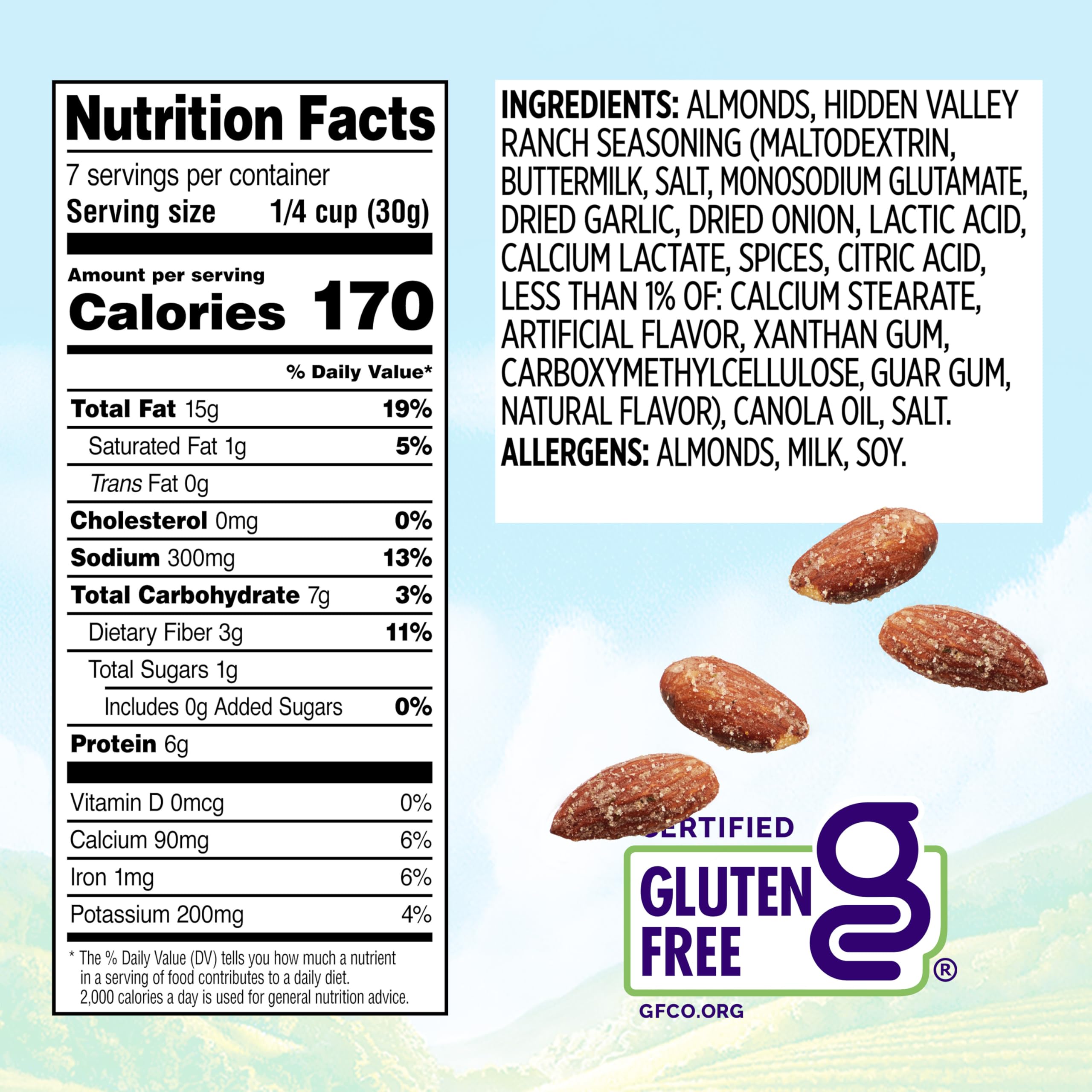 Snak Club almonds with Hidden Valley Ranch crunch highlighted for savory snacking on the go
