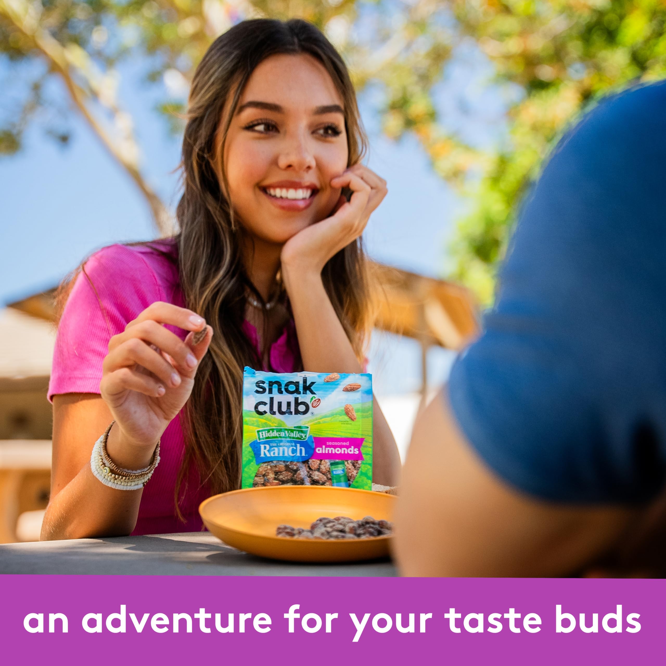Snak Club almonds with Hidden Valley Ranch serving-size view for portion control