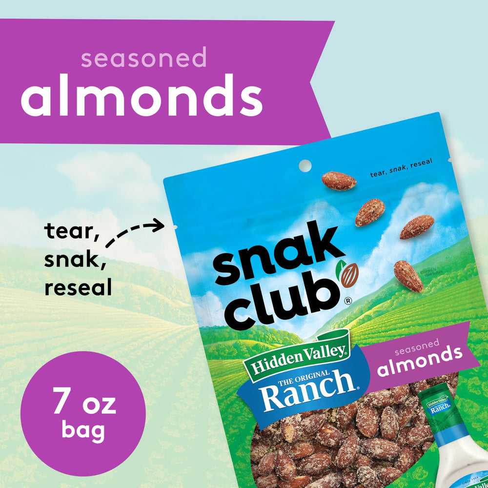 Snak Club almonds with Hidden Valley Ranch spice glaze detail for a zesty bite