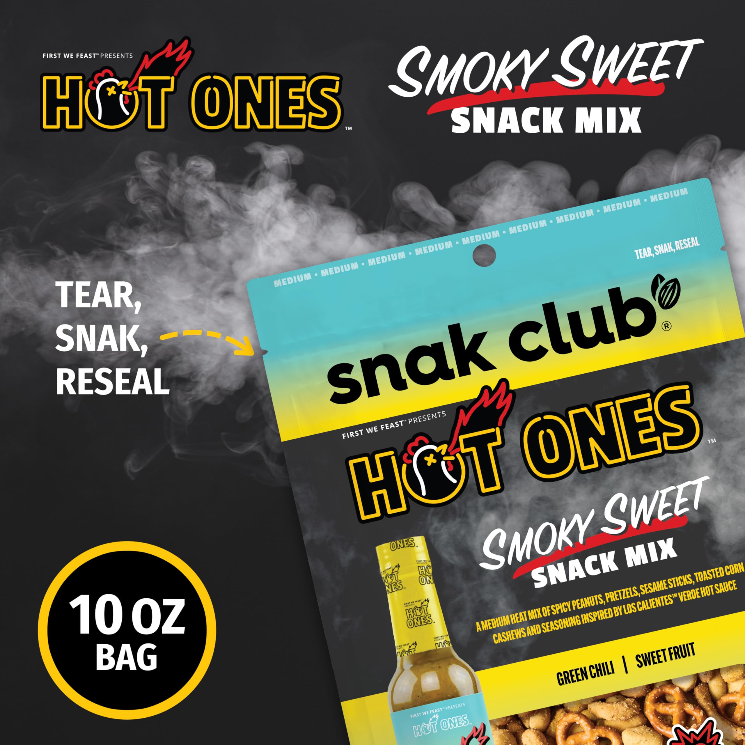 Hot Ones Smoky Sweet spice close-up with medium heat option for vegan snacking.