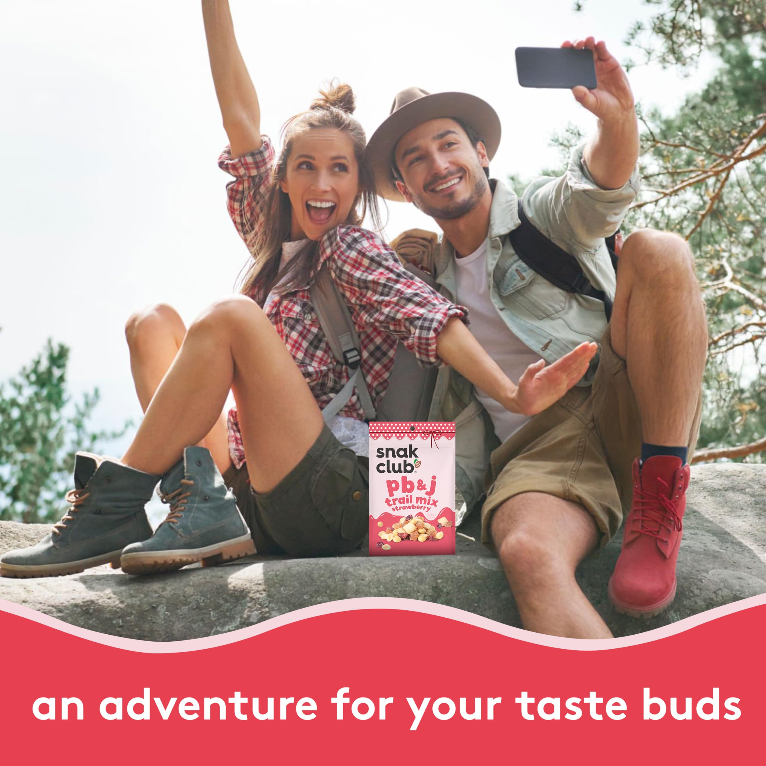 Snak Club PB&J Trail Mix Strawberry dried strawberries add bright sweetness.
