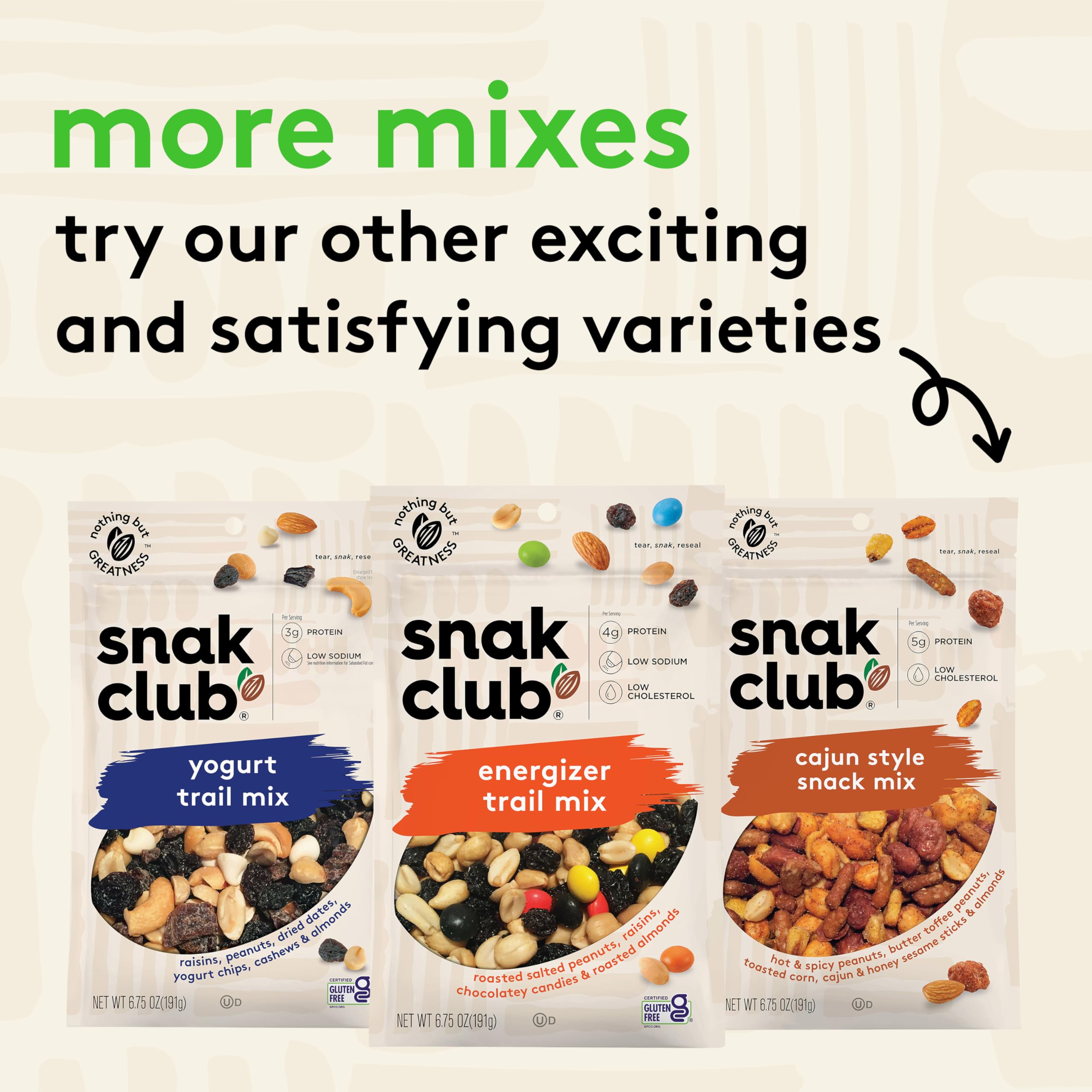 Snak Club gluten-free and kosher-certified trail mix without artificial colors