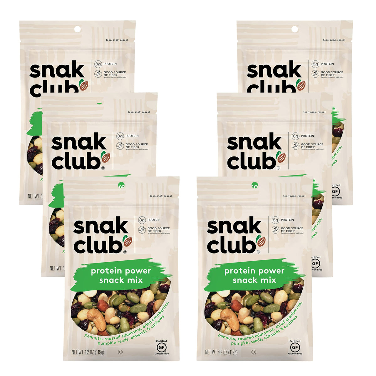 Snak Club Protein Power Snack Mix with peanuts and edamame for on-the-go protein