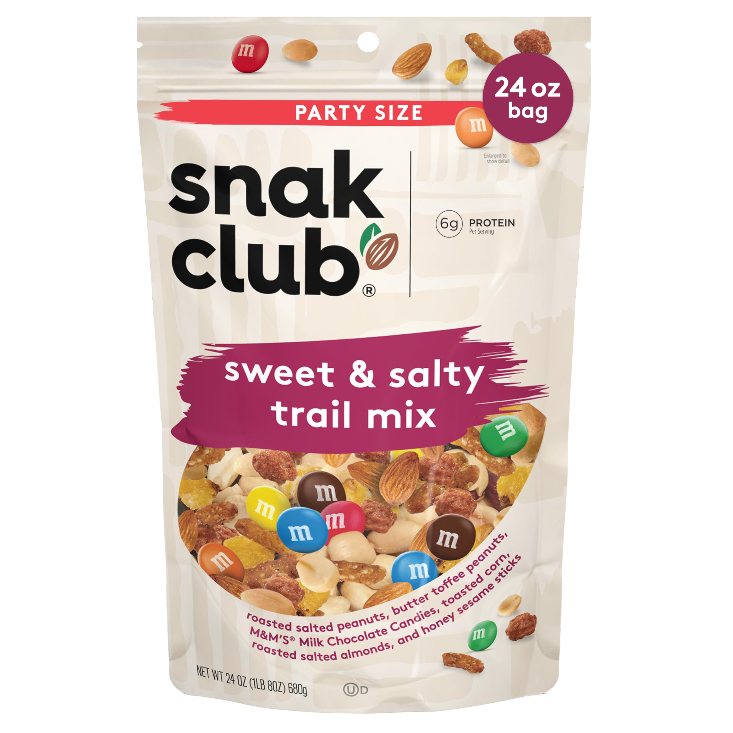 Snak Club trail mix with peanuts and toffee offers a crunchy, satisfying snack on the go.