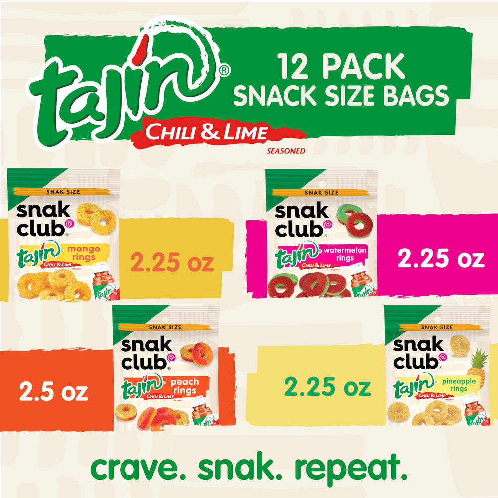 Snak Club Tajin Pineapple Rings bag with tropical tang and zest