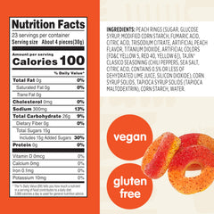 Snak Club Tajín Peach Rings seal close-up highlighting chili lime notes.