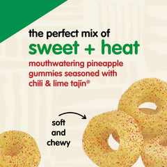 Ingredients label on Snak Club Tajin Pineapple Rings package.