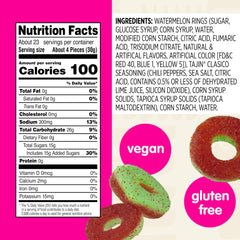 Snak Club Tajín Watermelon Rings in resealable 24oz bag, ideal for on-the-go
