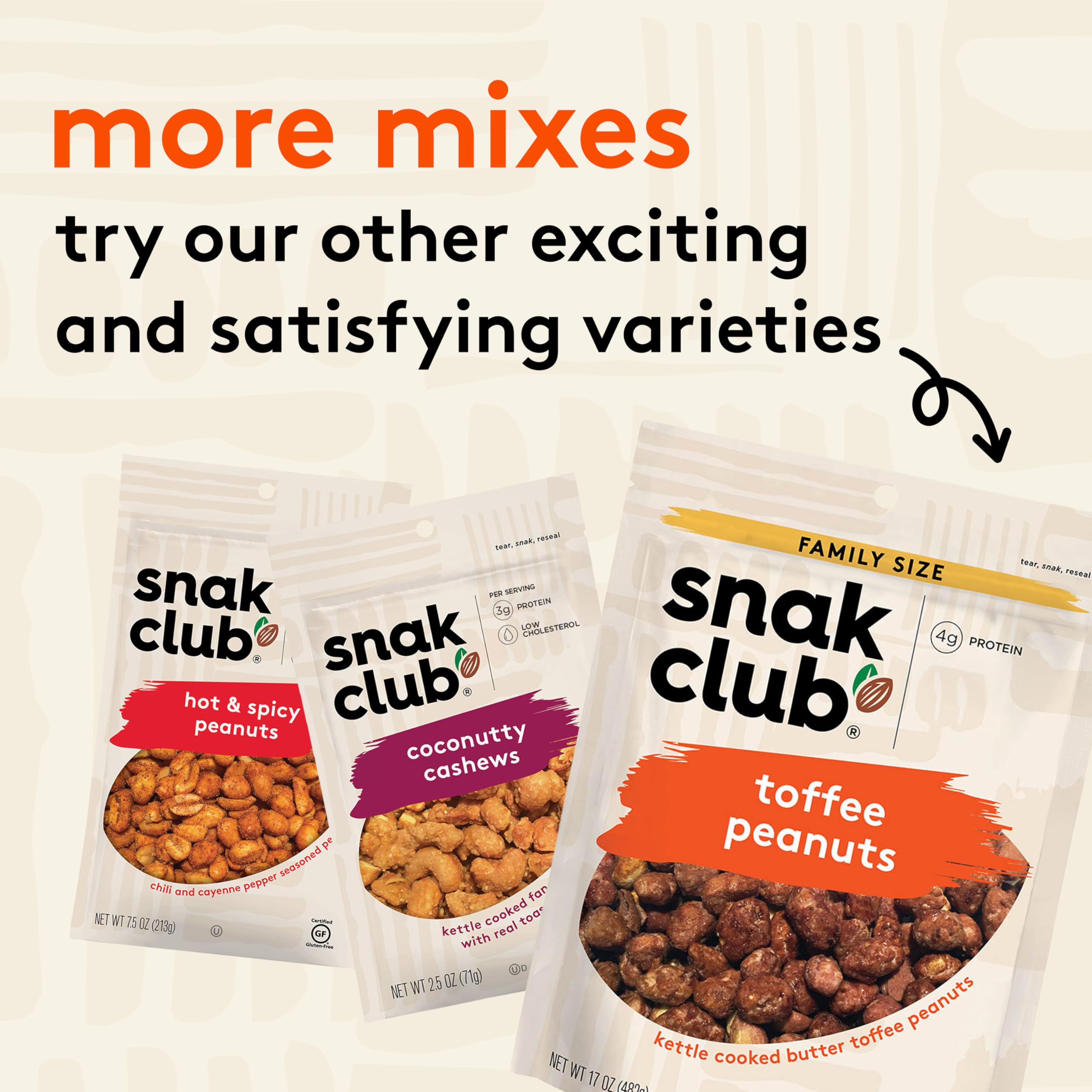 Front label of 17 oz Snak Club Toffee Peanuts.