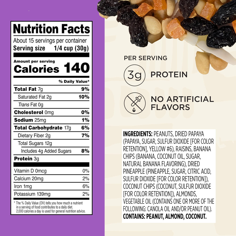Peanuts and fruit in Snak Club mix deliver sweet-salty flavor in a portable bag.