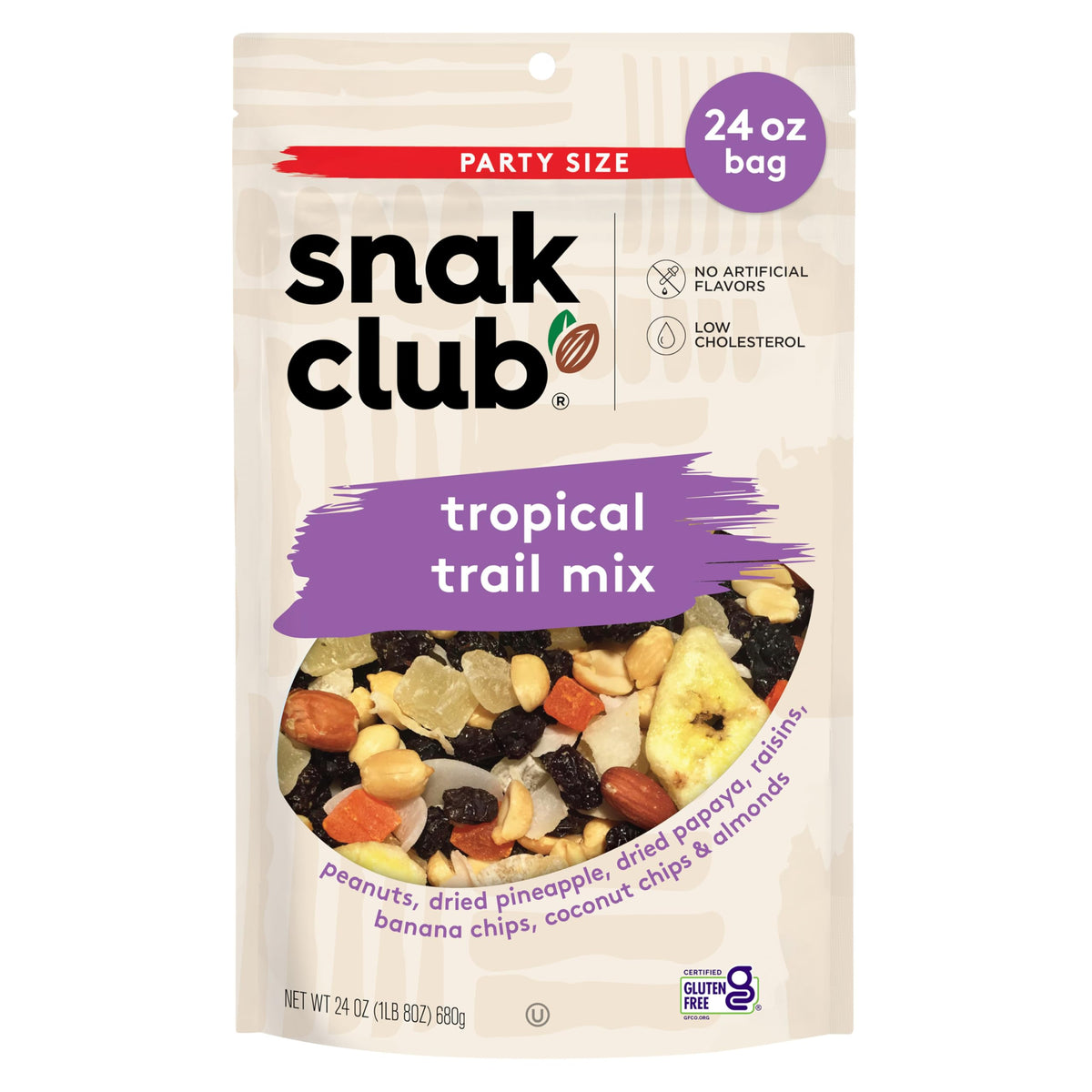 Snak Club Tropical Trail Mix with peanuts and dried papaya for on-the-go energy
