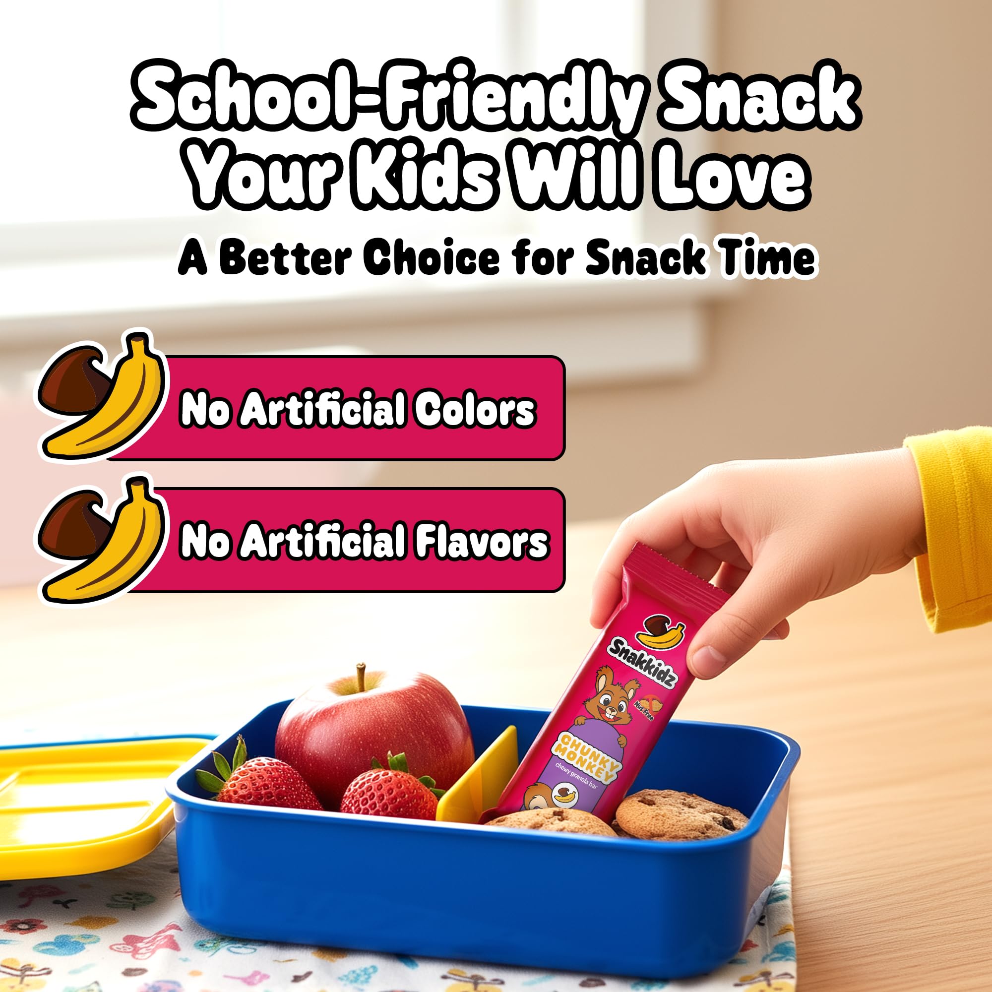 Snakkidz gluten-free and nut-free facility badge emphasized for safety.
