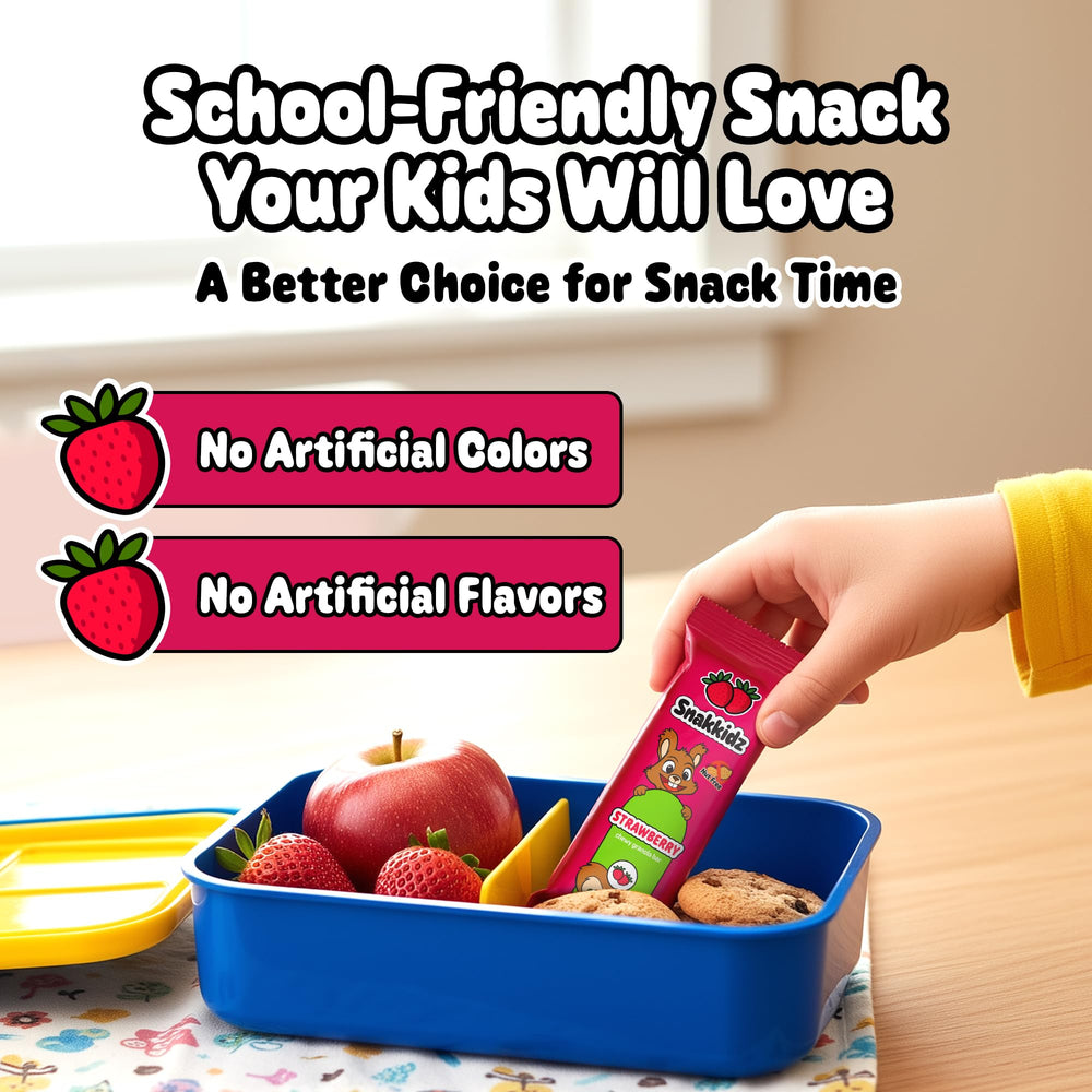 Snakkidz kids grabbing a bar in a lunchbox for after-school energy.