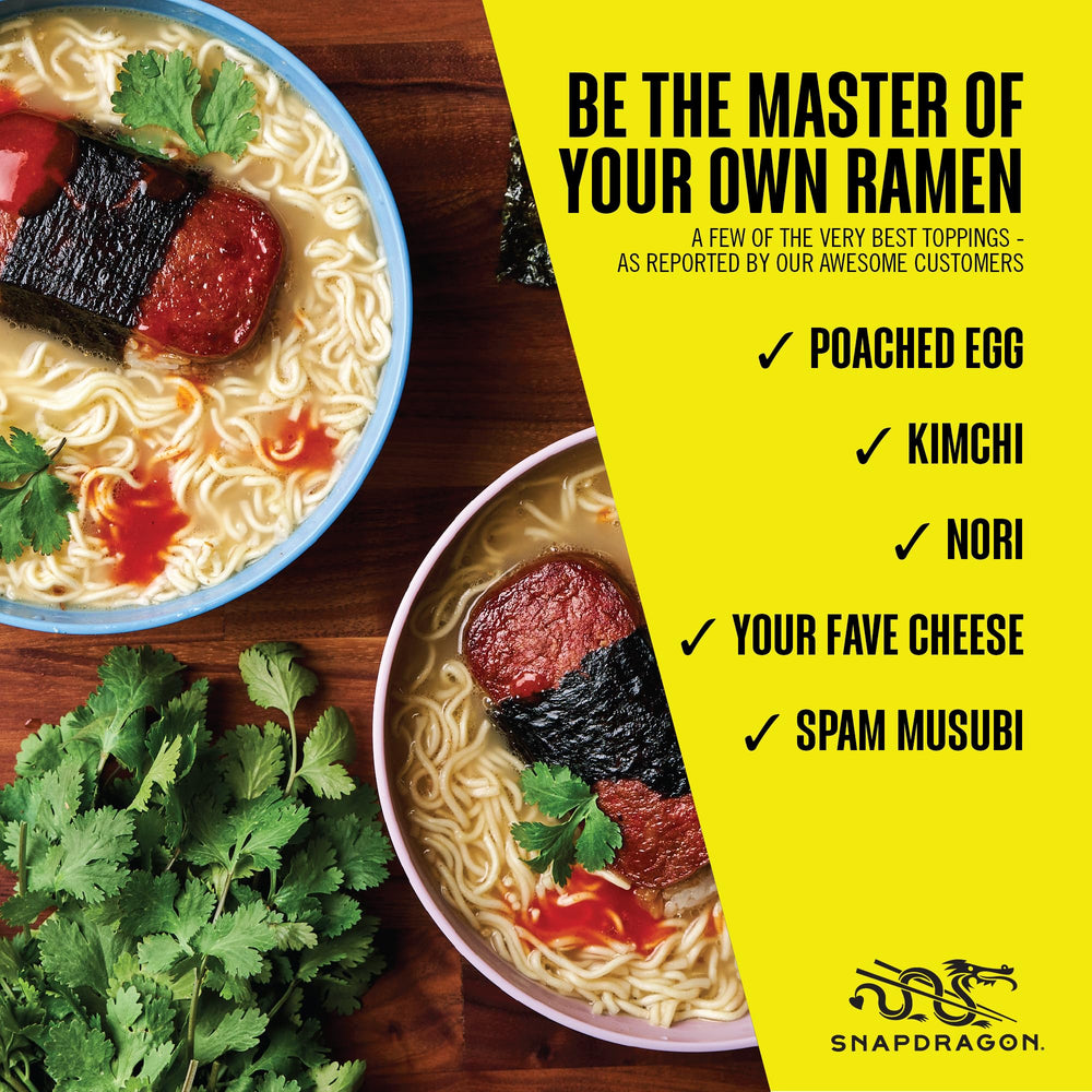 Snapdragon Chicken Ramen Cup Garlic Oil: aromatic finish enhances aroma and taste.