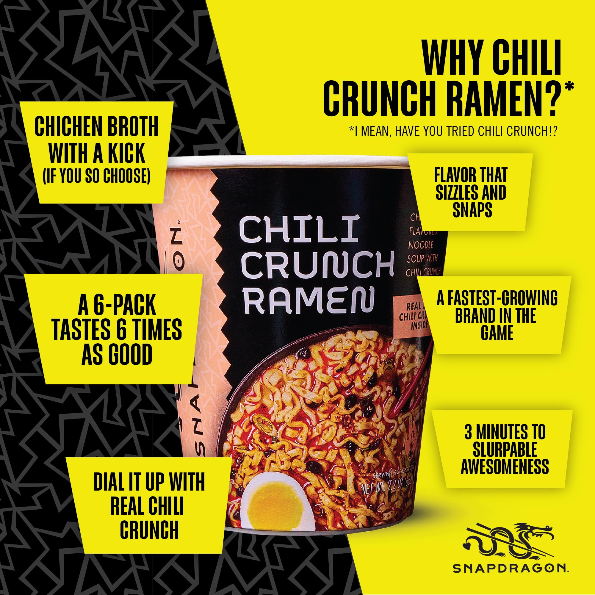Snapdragon Chili Crunch Ramen Cup microwave-ready cup showing convenience.