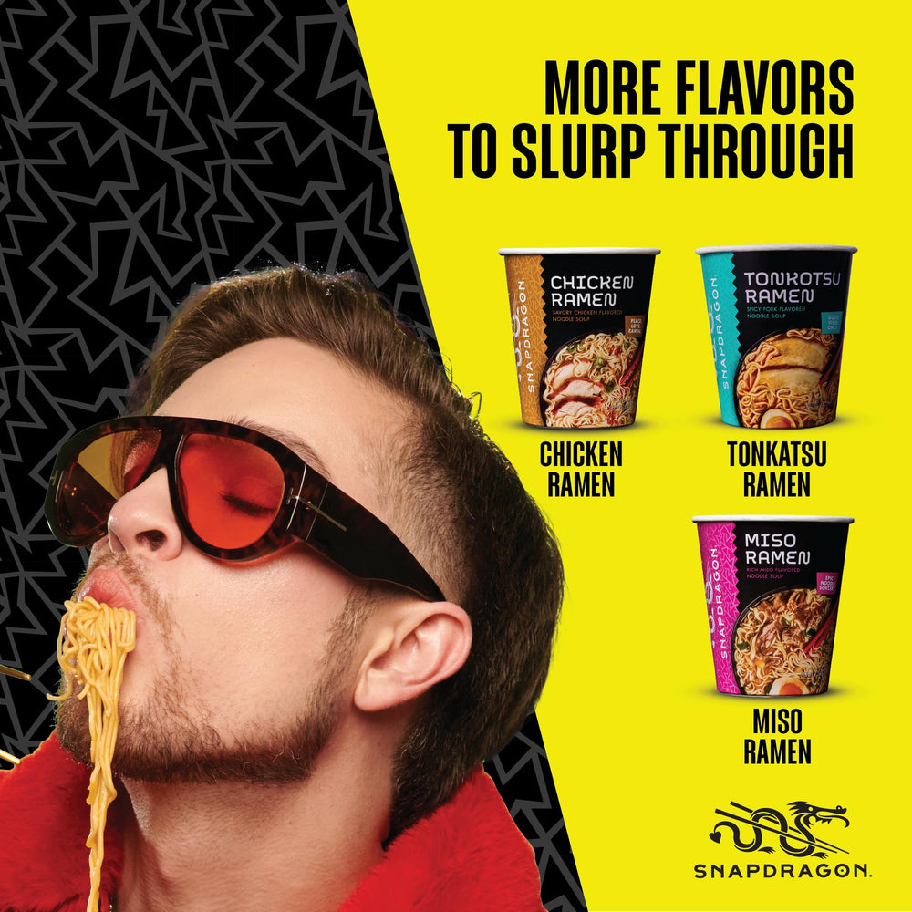 Snapdragon Chili Crunch Ramen Cup veggie pack adds color and texture.