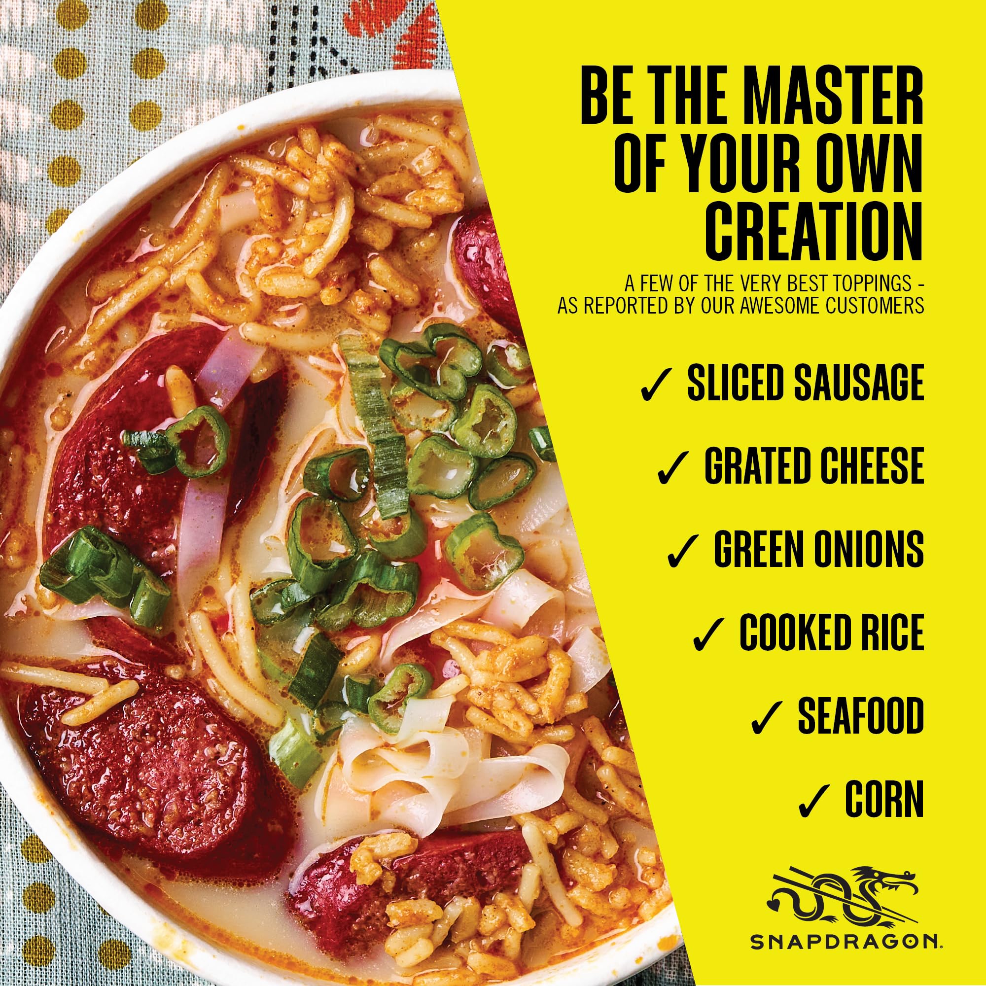 Snapdragon Laksa Curry dried veggies in the cup hint at savory texture
