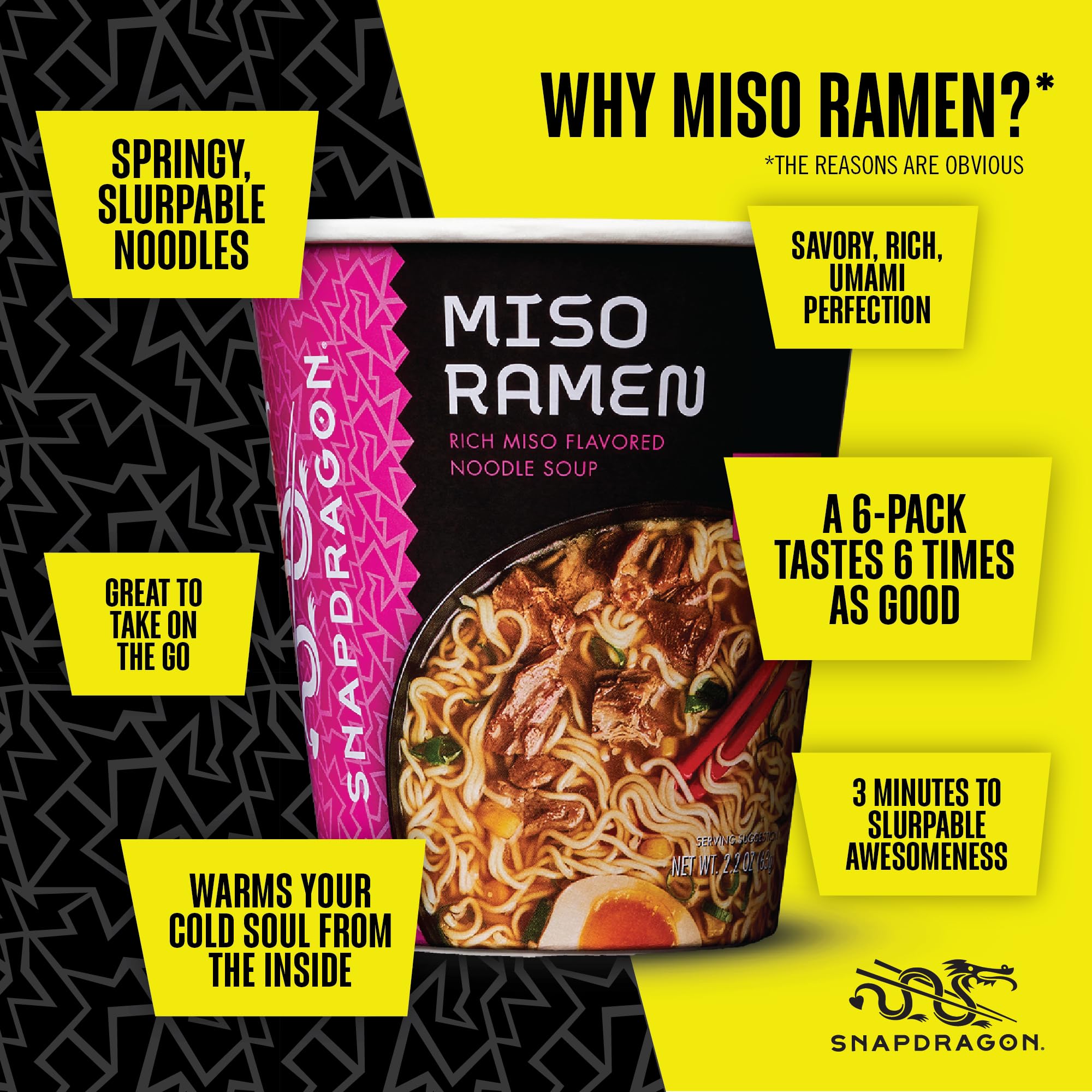 Snapdragon Miso ramen cup ready for microwave preparation.