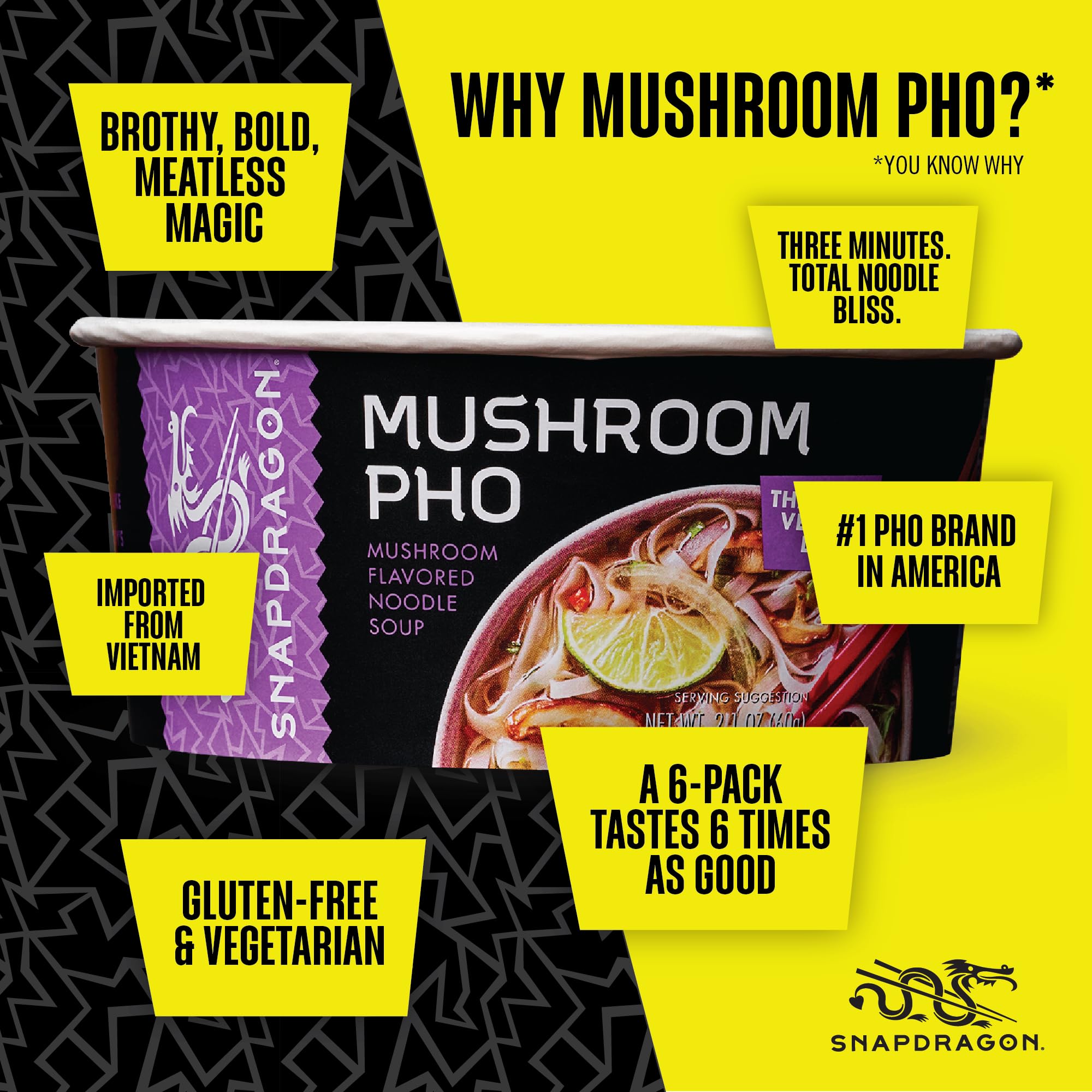 Snapdragon Mushroom Pho 6-pack packaging ready for meals