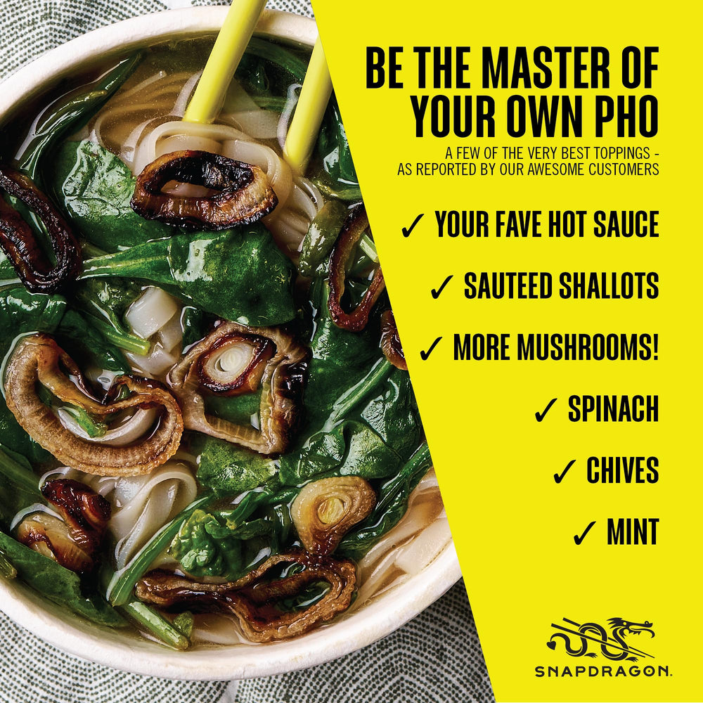 Snapdragon Mushroom Pho flavoring oil drizzle adds depth