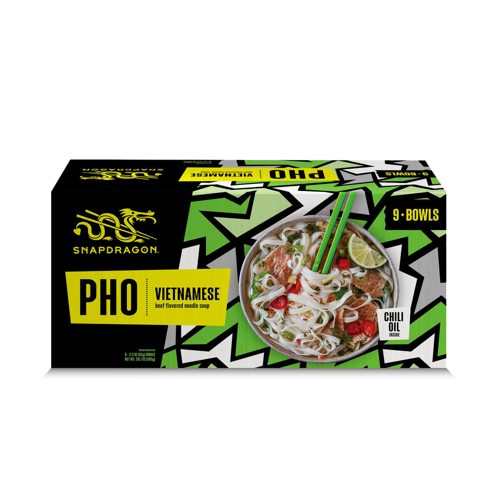 Snapdragon Pho bowl ready to serve with fragrant broth and tender rice noodles for quick meals.