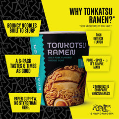Flavor packet in Snapdragon Tonkotsu ramen cup adds bold seasoning.