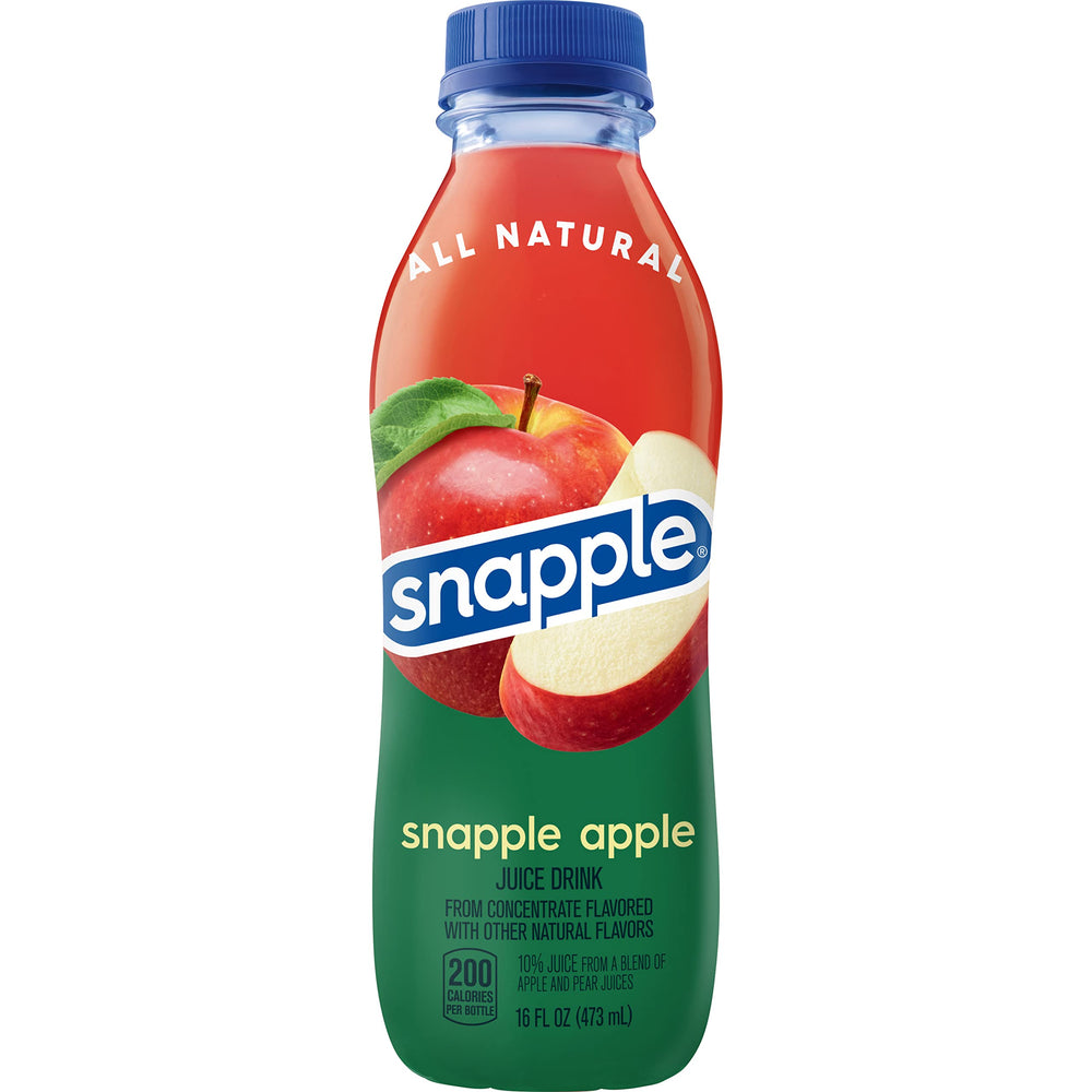 Snapple Apple juice served in a glass with ice for a refreshing break.