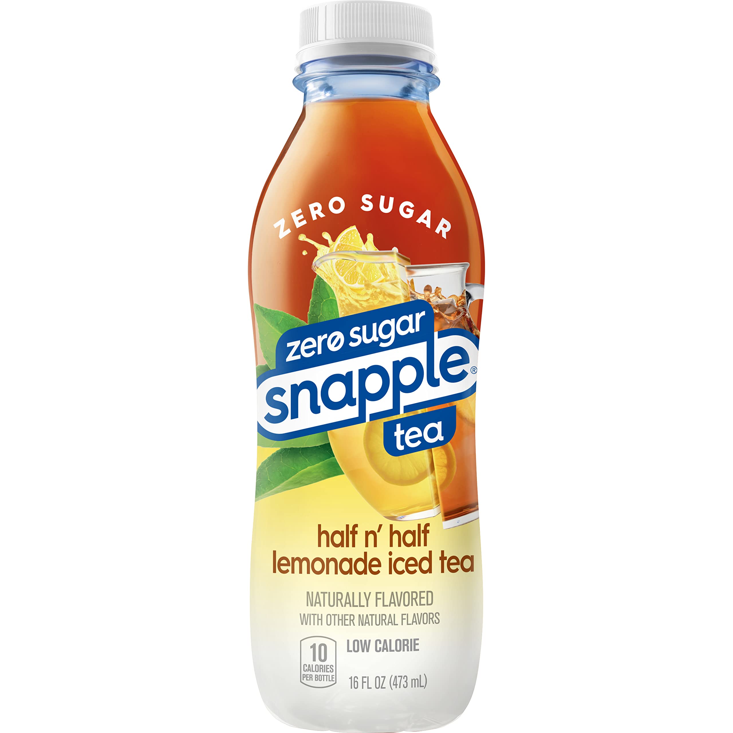 Pouring Snapple into a glass to reveal the balanced tea and lemonade mix.