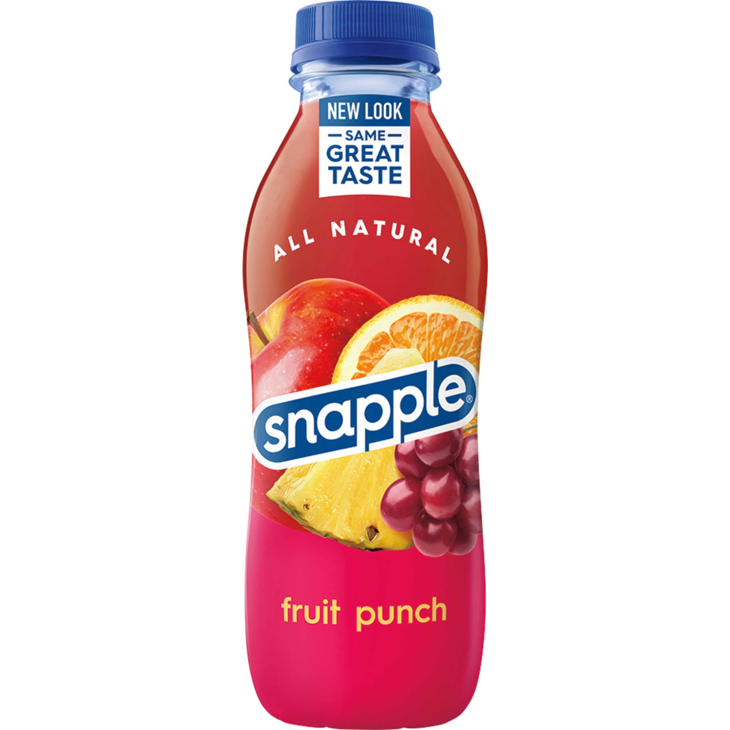 Snapple Fruit Punch on table, vibrant color and tropical aroma.