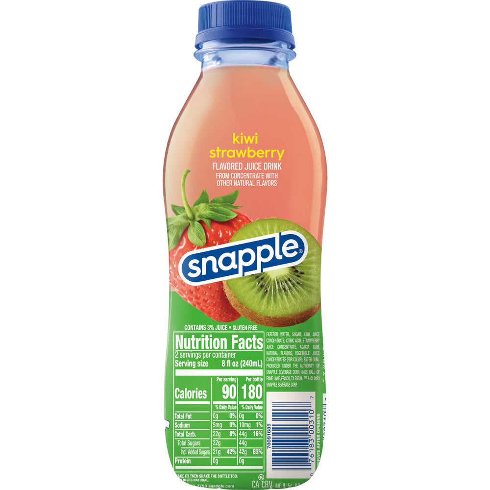 Smiling person enjoying Snapple Kiwi Strawberry on the go