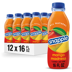 Snapple Mango Madness bottle front showing bright mango flavor ready for refreshment