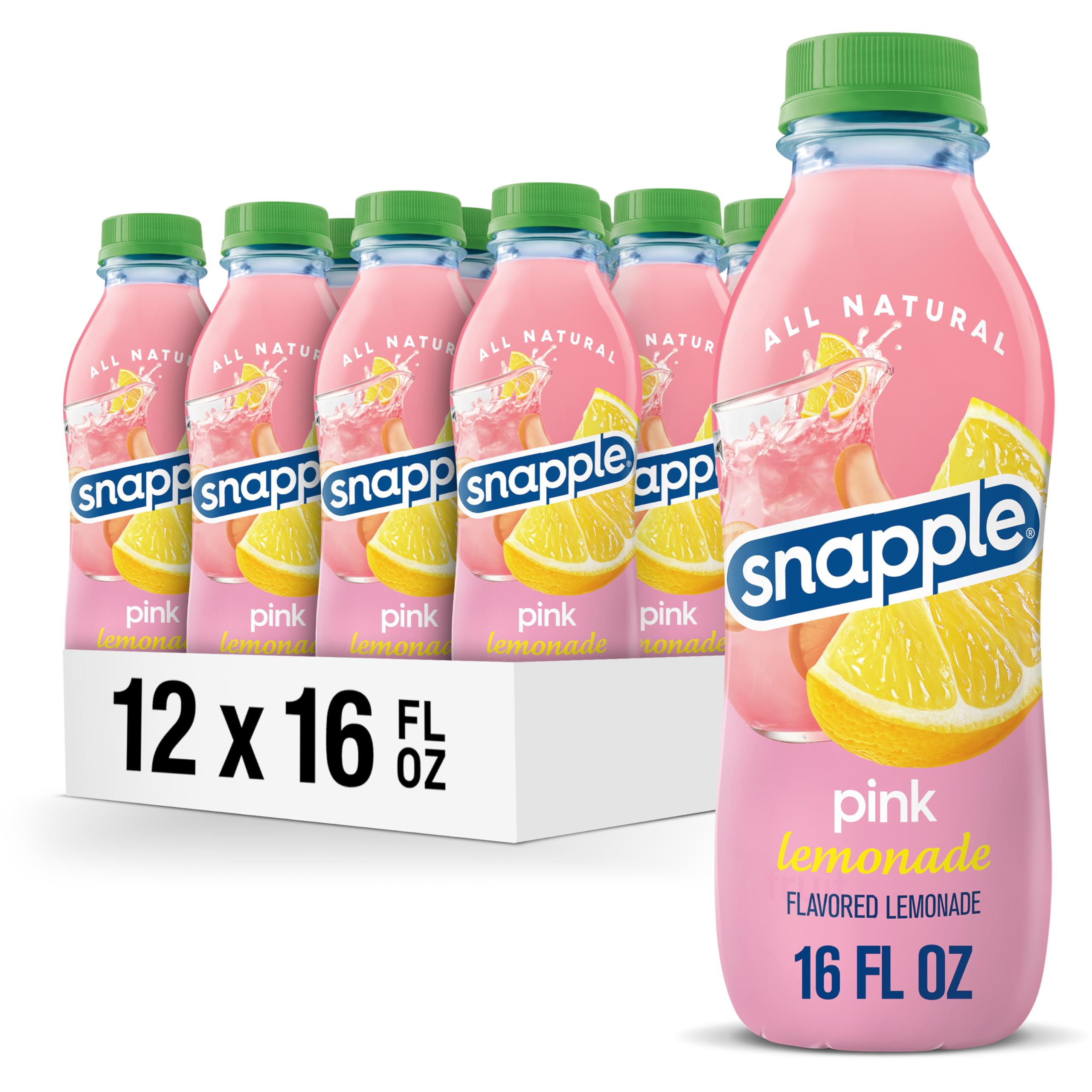 Snapple Pink Lemonade bottle front view for on-the-go refreshment.