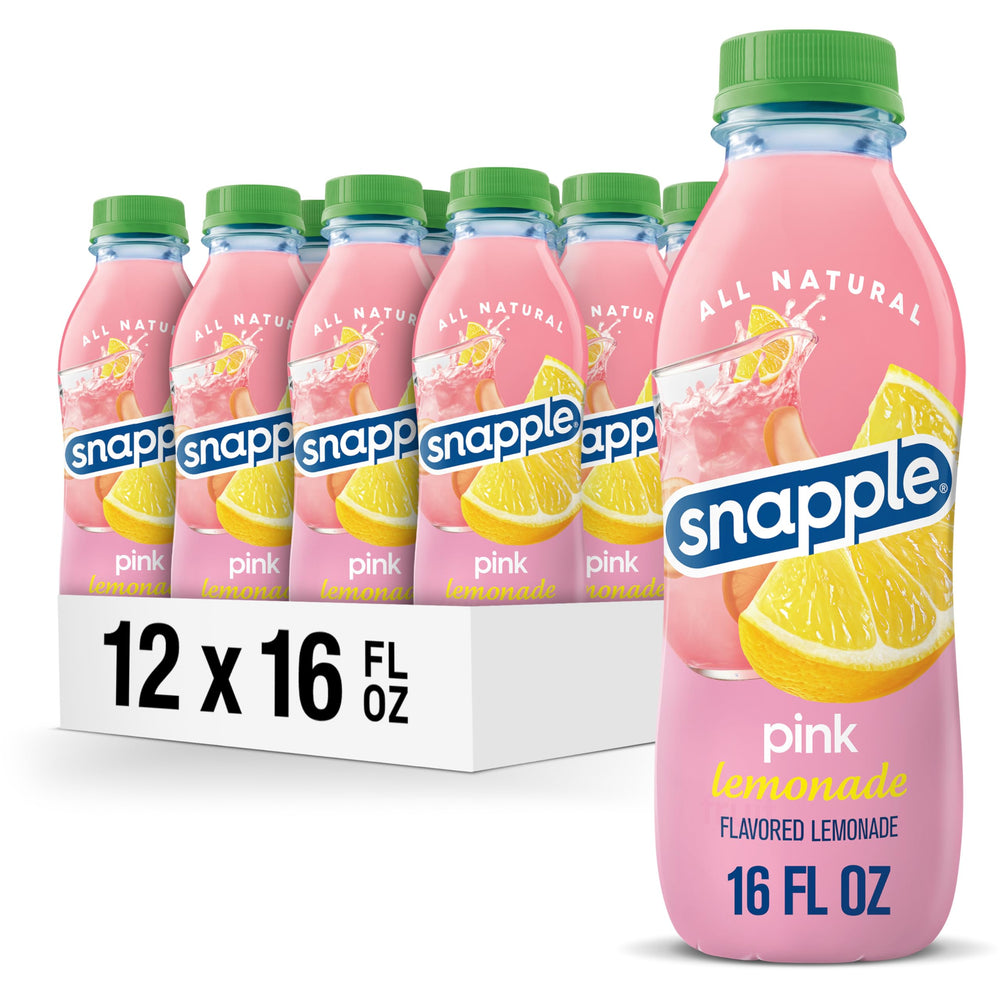 Snapple Pink Lemonade bottle front view for on-the-go refreshment.