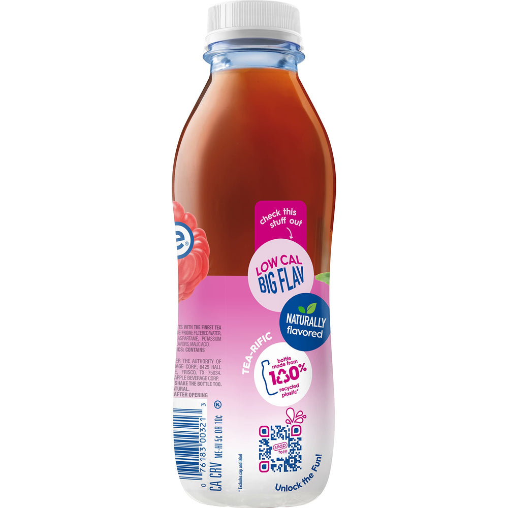 Chilled Snapple Raspberry Tea in a fridge, ready to sip