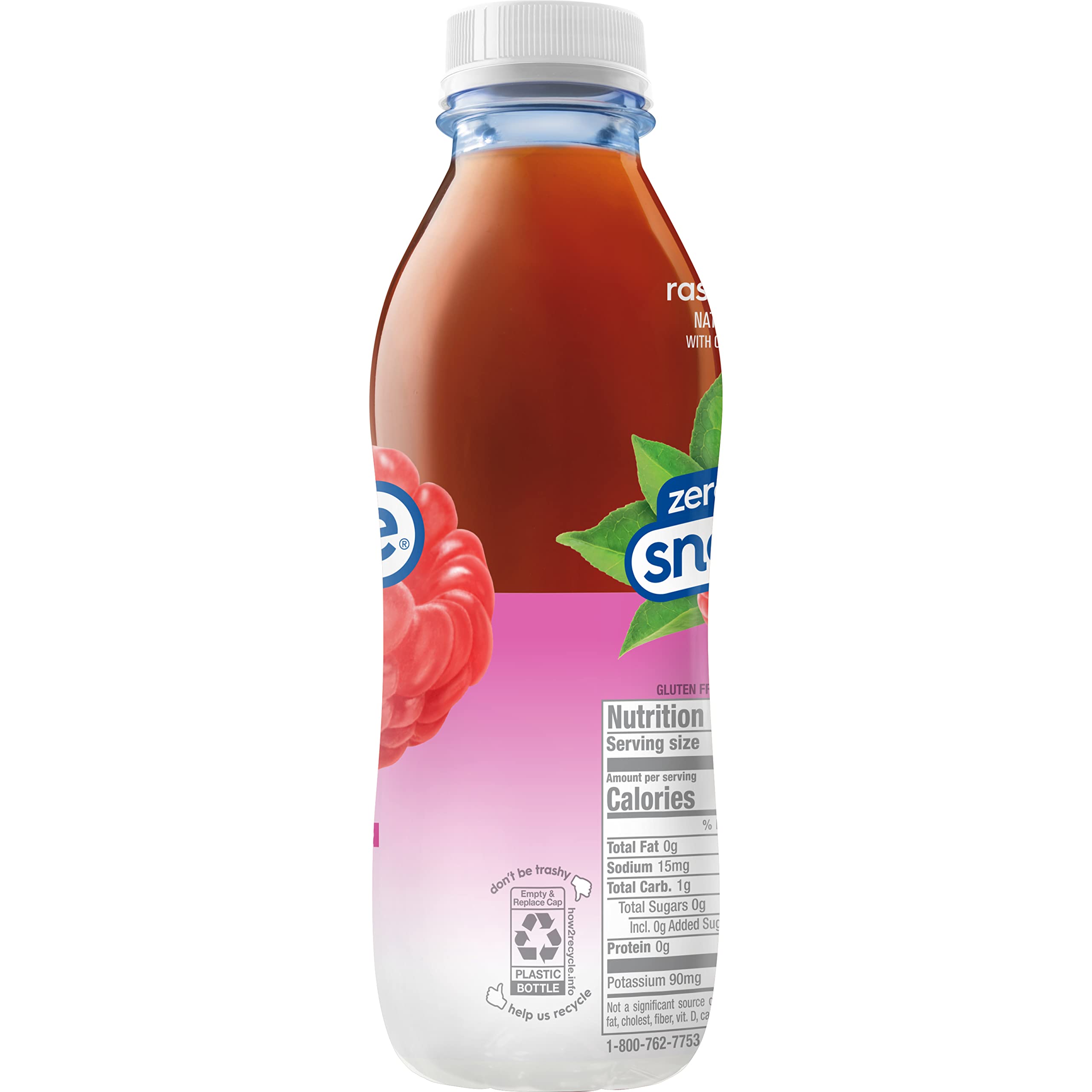 Gluten-free Snapple Raspberry Tea bottle beside light snack