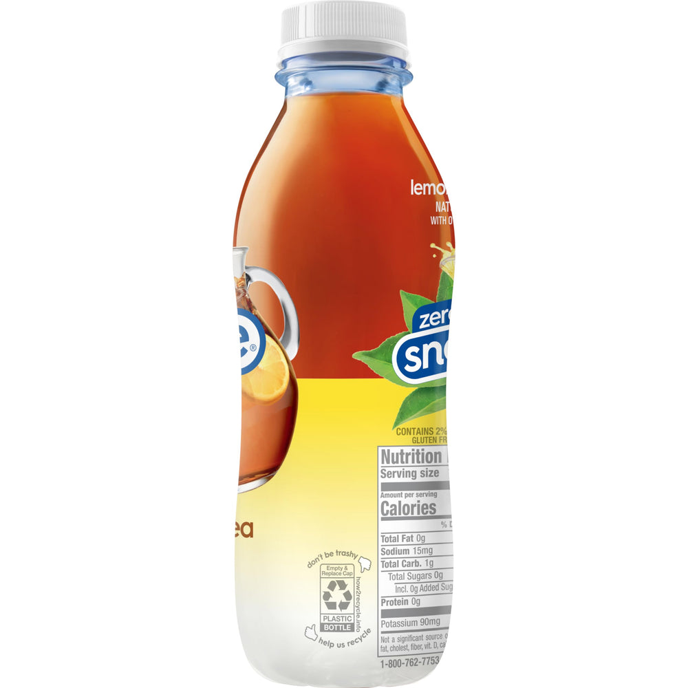 Recycling symbol on Snapple bottle highlighting recyclable packaging.
