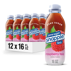 Snapple Zero Sugar Raspberry Tea bottle, 16 oz, ready to drink for a refreshing sip