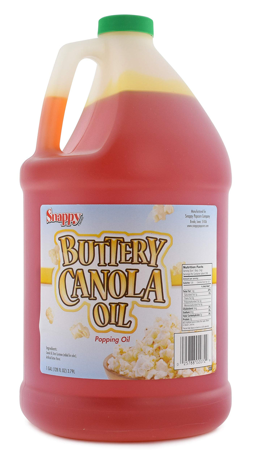 Snappy Buttery Canola Oil bottle for home popcorn popping with lighter fat